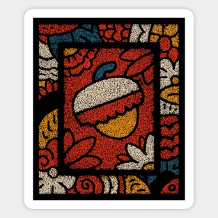 Autumn Window | A Framed Folk Art Composition Magnet